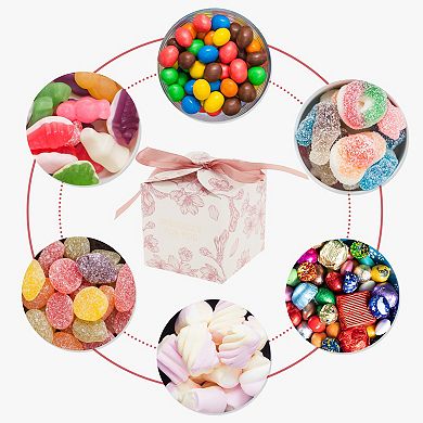 20 Pcs Gift Boxes, Candy Gift Boxes with Ribbon, Favour Boxes Floral Pattern 2.76"x2.76"x2.76"