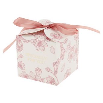20 pc Gift Boxes, Candy Gift Boxes with Ribbon, Favour Boxes Floral Pattern 2.76"x2.76"x2.76"