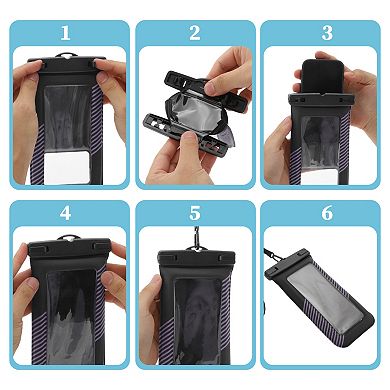 2 Pcs Half Stripe Mobile Waterproof Bag Universal Waterproof Case 4.53"x8.27"