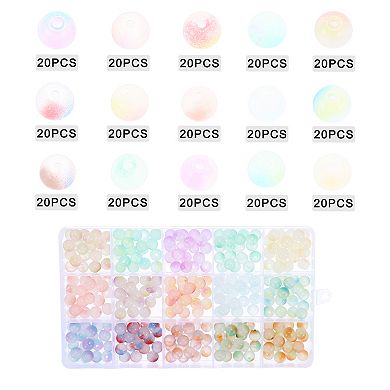 300 Pcs 8mm Round Glass Beads for Bracelets, Assorted Color Bracelet Beads