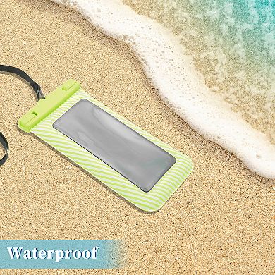 2 Pcs Full Stripe Mobile Waterproof Bag Universal Waterproof Case 4.53"x8.27"