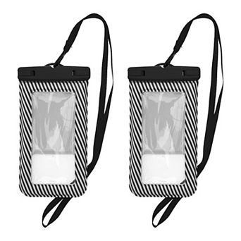2 pc Full Stripe Mobile Waterproof Bag Universal Waterproof Case 4.53"x8.27"
