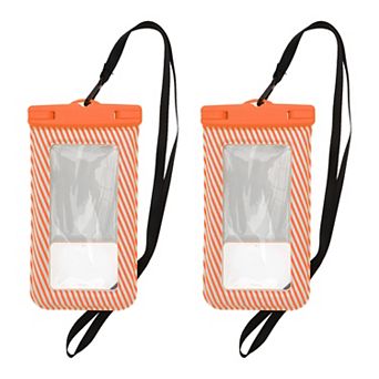 2 pc Full Stripe Mobile Waterproof Bag Universal Waterproof Case 4.53"x8.27"