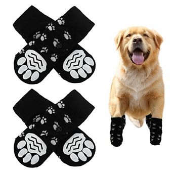 4 pc Non-Slip Dog Socks with Adjustable Sticky Tapes, Pet Socks for Dogs, Dog Paw Protection