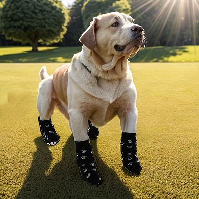 4 Pcs Non-Slip Dog Socks with Adjustable Sticky Tapes, Pet Socks for Dogs, Dog Paw Protection