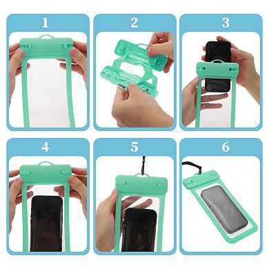 2 Pcs Wide Side Mobile Waterproof Bag Universal Waterproof Case Compatible for Phone 4.92"x9.65"