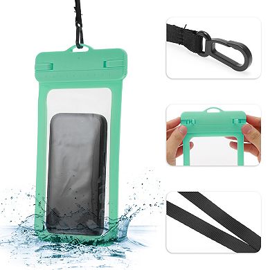 2 Pcs Wide Side Mobile Waterproof Bag Universal Waterproof Case Compatible for Phone 4.92"x9.65"