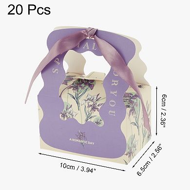 20 Pcs Gift Boxes, Candy Gift Boxes with Ribbon, Favour Boxes, Floral Pattern 3.94"x2.56"x2.36"