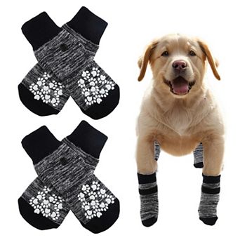 4 pc Non-slip Dog Socks with Adjustable Sticky Tapes, Pet Socks for Paw Protection