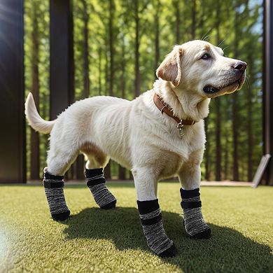 4 Pcs Non-slip Dog Socks with Adjustable Sticky Tapes, Pet Socks for Paw Protection