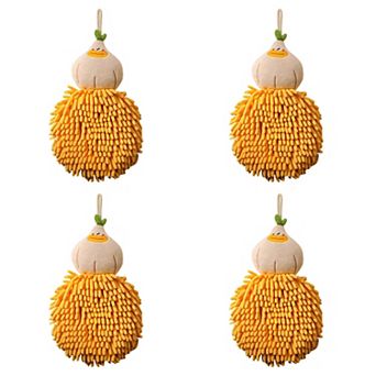 Cute Cartoon Fuzzy Ball Hand Towels, Soft and Quick Dry Hanging Hand Towel Set for Bathroom 4 Pack