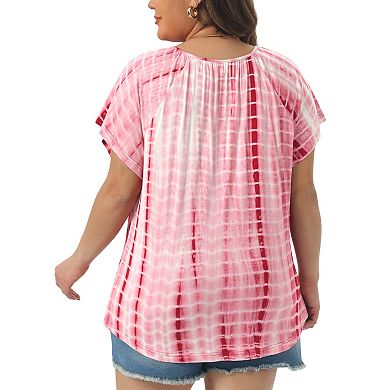 Plus Size T-shirt for Women Tye Dye Short Sleeve Casual Top