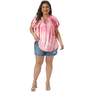 Plus Size T-shirt for Women Tye Dye Short Sleeve Casual Top