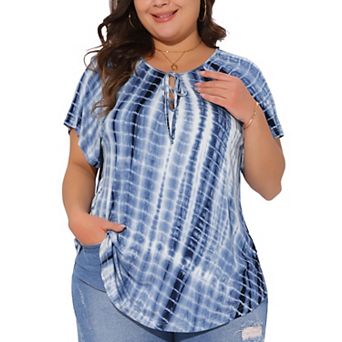 Plus Size T-shirt for Women Tye Dye Short Sleeve Casual Top