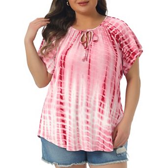 Plus Size T-shirt for Women Tye Dye Short Sleeve Casual Top