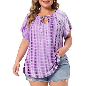Plus Size T-shirt for Women Tye Dye Short Sleeve Casual Top