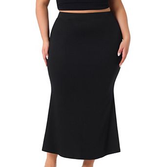 Plus Size Skirt for Women Pack Mermaid High Waist Knit Bodycon Long Skirts