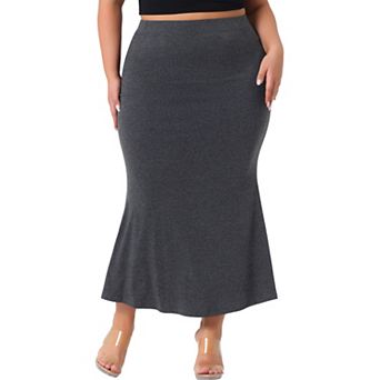 Plus Size Skirt for Women Pack Mermaid High Waist Knit Bodycon Long Skirts