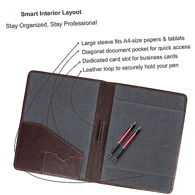 Executive Leather Document Folder by Aaron Leather Goods A4 Organizer