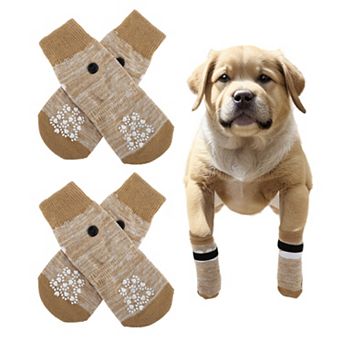 4 pc Non-slip Dog Socks with Adjustable Sticky Tapes, Pet Socks