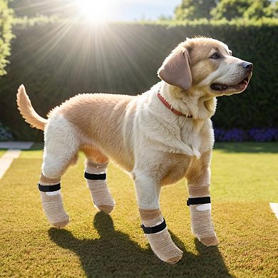 4 Pcs Non-slip Dog Socks with Adjustable Sticky Tapes, Pet Socks