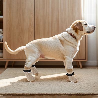 4 Pcs Non-slip Dog Socks with Adjustable Sticky Tapes, Pet Socks