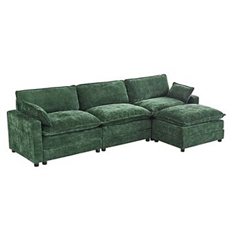 113.39'' Chenille Fabric Three-Layer Four-Seater Sectional Sofa - Perfect For Living Room