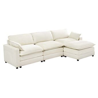 113.39'' Chenille Fabric Three-Layer Four-Seater Sectional Sofa - Perfect For Living Room