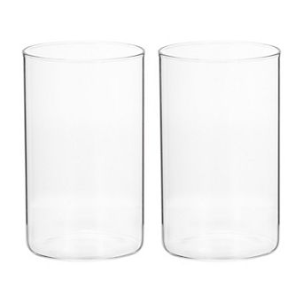 Glass Cylinder Vase, 2 pc 4.7" Tall and 3.3" Dia Flower Vase Floating Candle Holder Vase