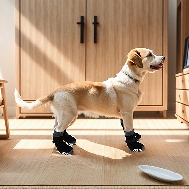4 Pcs Non-slip Dog Socks with Adjustable Sticky Tapes, Pet Socks for Dogs