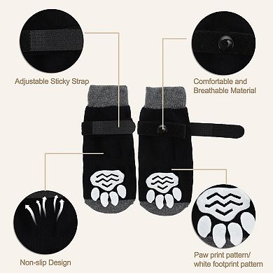 4 Pcs Non-slip Dog Socks with Adjustable Sticky Tapes, Pet Socks for Dogs