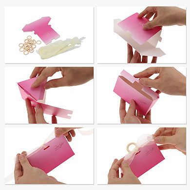 20 Pcs Gift Boxes, Candy Gift Boxes with Ribbons and Wood Rings 5.12"x2.91"x2.56"