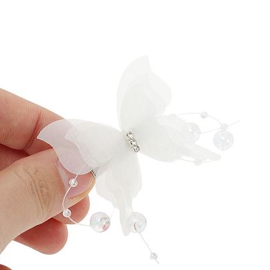 Duckbill Butterfly Bead Hair Clips for Home Green White 1 Pc