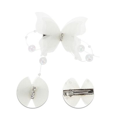 Duckbill Butterfly Bead Hair Clips for Home Green White 1 Pc