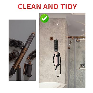 Wall Mounted Hair Dryer Holder for Curling Iron Diameter Less Than 45mm Black