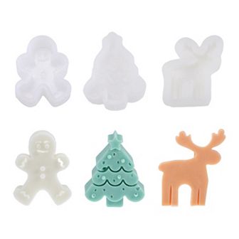 3 pc Elk Christmas Tree Gingerbread Man Candle Mould Silicone Candle Moulds 3D Candle Moulds White