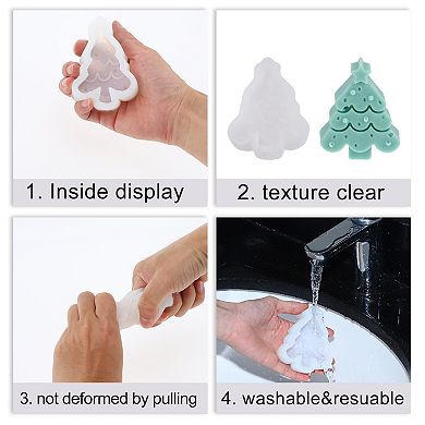 3pcs Elk Christmas Tree Gingerbread Man Candle Mould Silicone Candle Moulds 3D Candle Moulds White