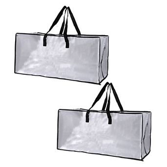 2 pc Moving Bags w/ Backpack Straps Camping Accessories Totes for Storage Clear