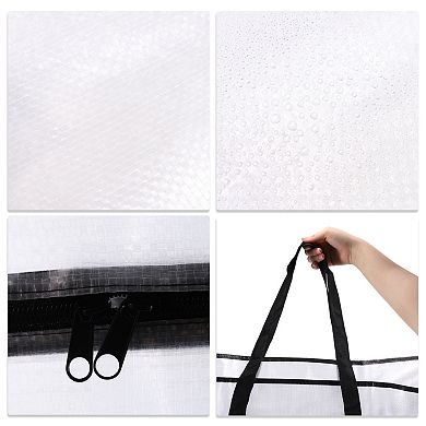 2 Pcs Moving Bags w/ Backpack Straps Camping Accessories Totes for Storage Clear