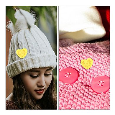 10pcs Heart Shaped Crochet Applique Patches, Love Heart Crochet Appliques, Yellow