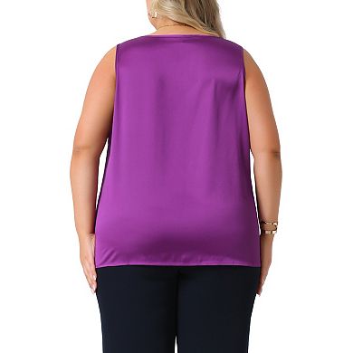 Women's Plus Size Silk Satin Tank Tops Casual Cami Sleeveless Blouses Summer Basic Tank