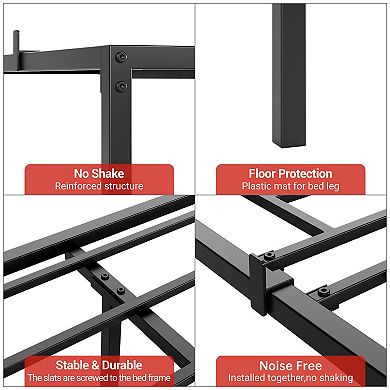 14 Inch Metal Platform Bed Frame,No Box Spring Needed,Heavy Duty Steel Slat Support