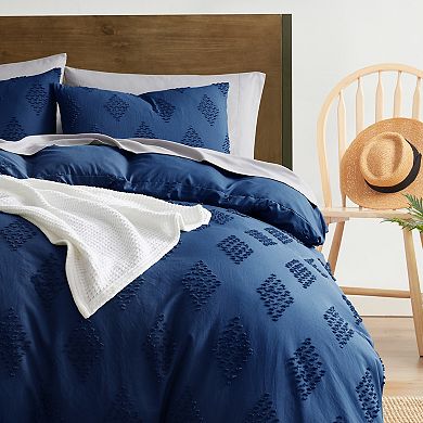 Nestl Boho Tufted Embroidery Double Brushed Duvet Cover with Button Closure