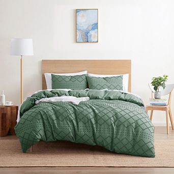 Nestl Boho Tufted Embroidery Double Brushed Duvet Cover with Button Closure
