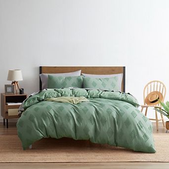 Nestl Boho Tufted Embroidery Double Brushed Duvet Cover with Button Closure