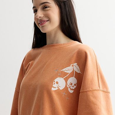 Juniors' Halloween Graphic Oversized Pullover