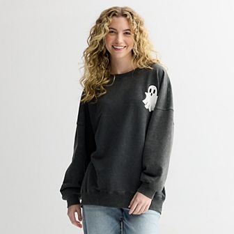 Juniors' Halloween Graphic Oversized Pullover