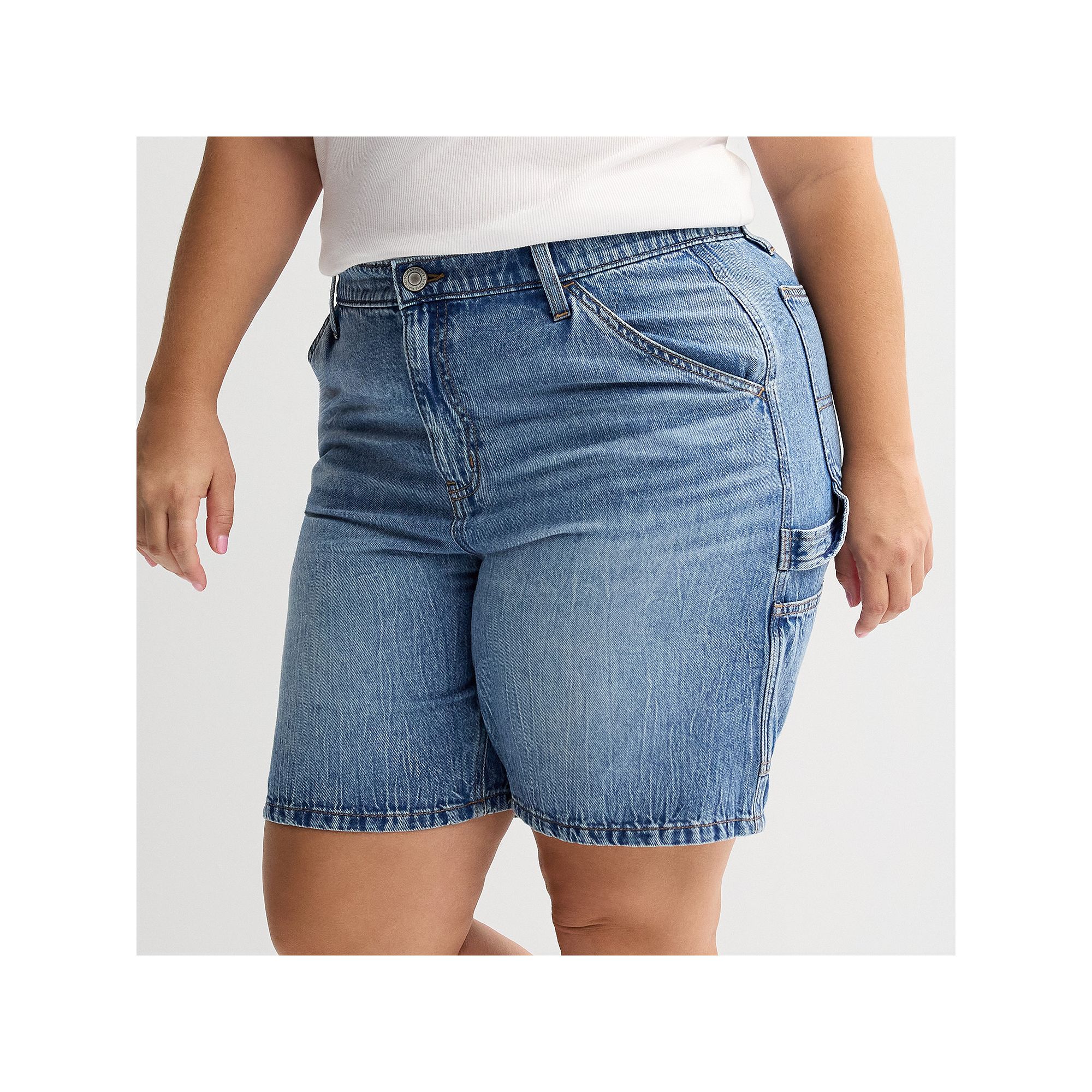 Juniors Plus Size SO® Relaxed Carpenter Jean Shorts, Girls, Size: 24, Me