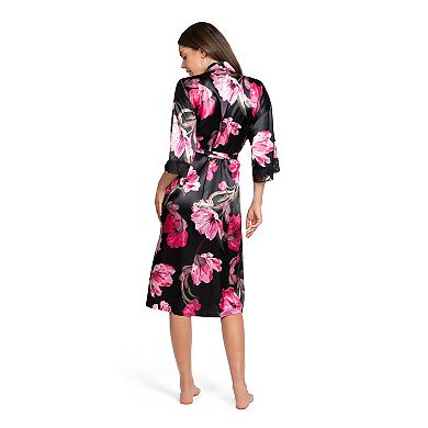Women's Lilac+London Floral Print Midi Wrap Robe
