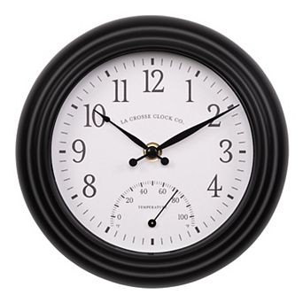 La Crosse Technology 8 in Colby Indoor / Outdoor Quartz Analog Wall Clock with Temperature